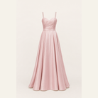Powder pink satin A-line gown flat lay by Lord & Taylor Heritage