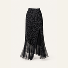 Black polka dot pleated maxi skirt flat lay product shot by Lord & Taylor Heritage