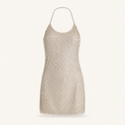 Lord & Taylor Heritage Beaded Fringe Mini Dress, Beige — product shot