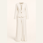 Ecru tailored blazer with gold buttons by Lord & Taylor Heritage, flat product shot