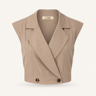 Needs to be a darker color Lord & Taylor Heritage Sleeveless Wrap Vest, Ecru — product shot