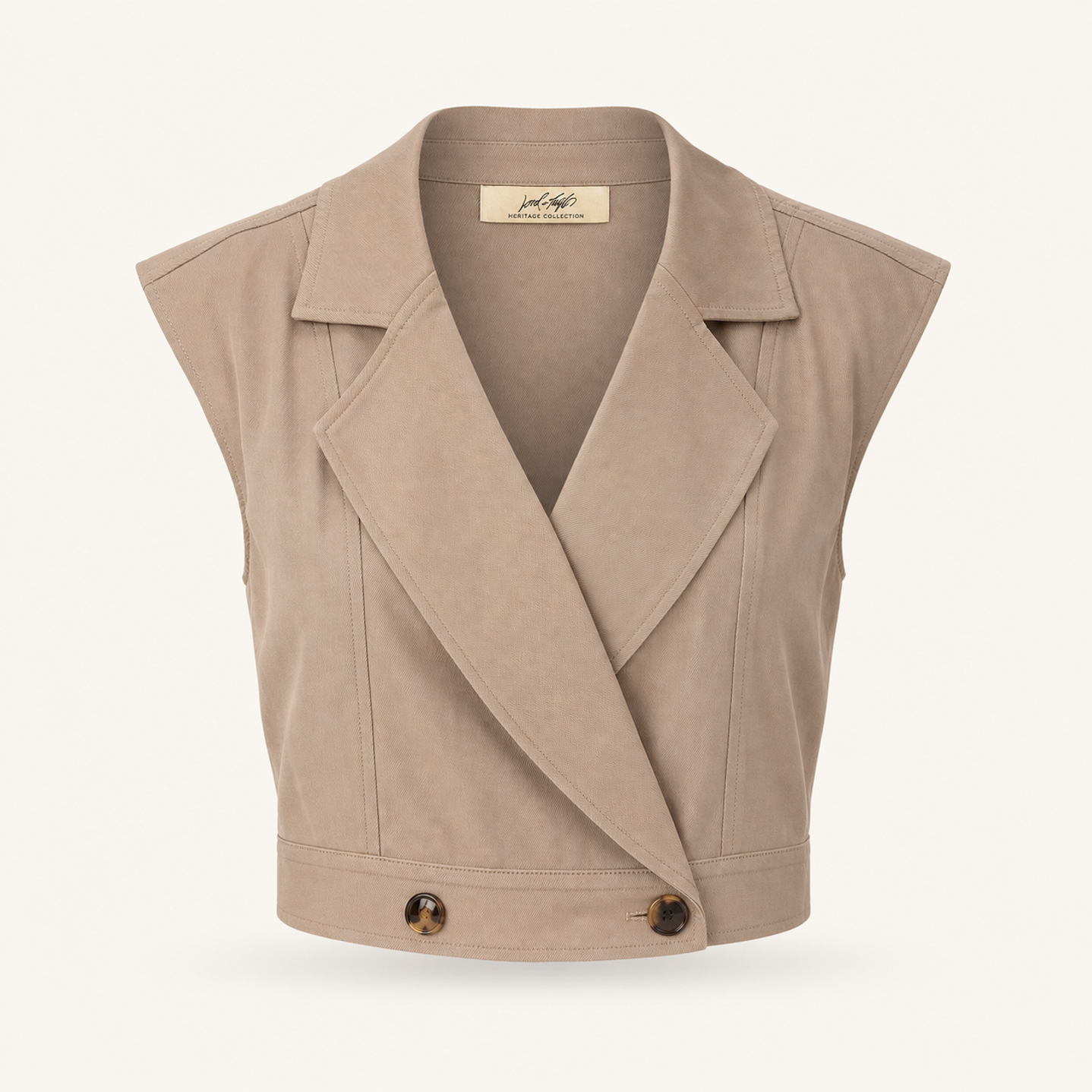 Needs to be a darker color Lord & Taylor Heritage Sleeveless Wrap Vest, Ecru — product shot