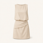 Lord & Taylor Heritage Blouson Mini Dress, Stone Crepe — product shot