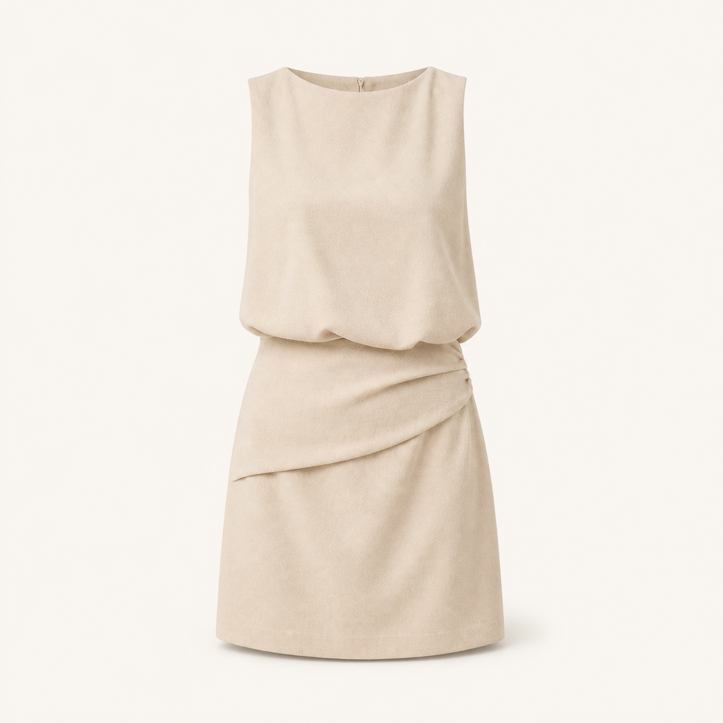 Lord & Taylor Heritage Blouson Mini Dress, Stone Crepe — product shot