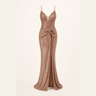 Rose gold sequin slip gown flat lay by Lord & Taylor Heritage