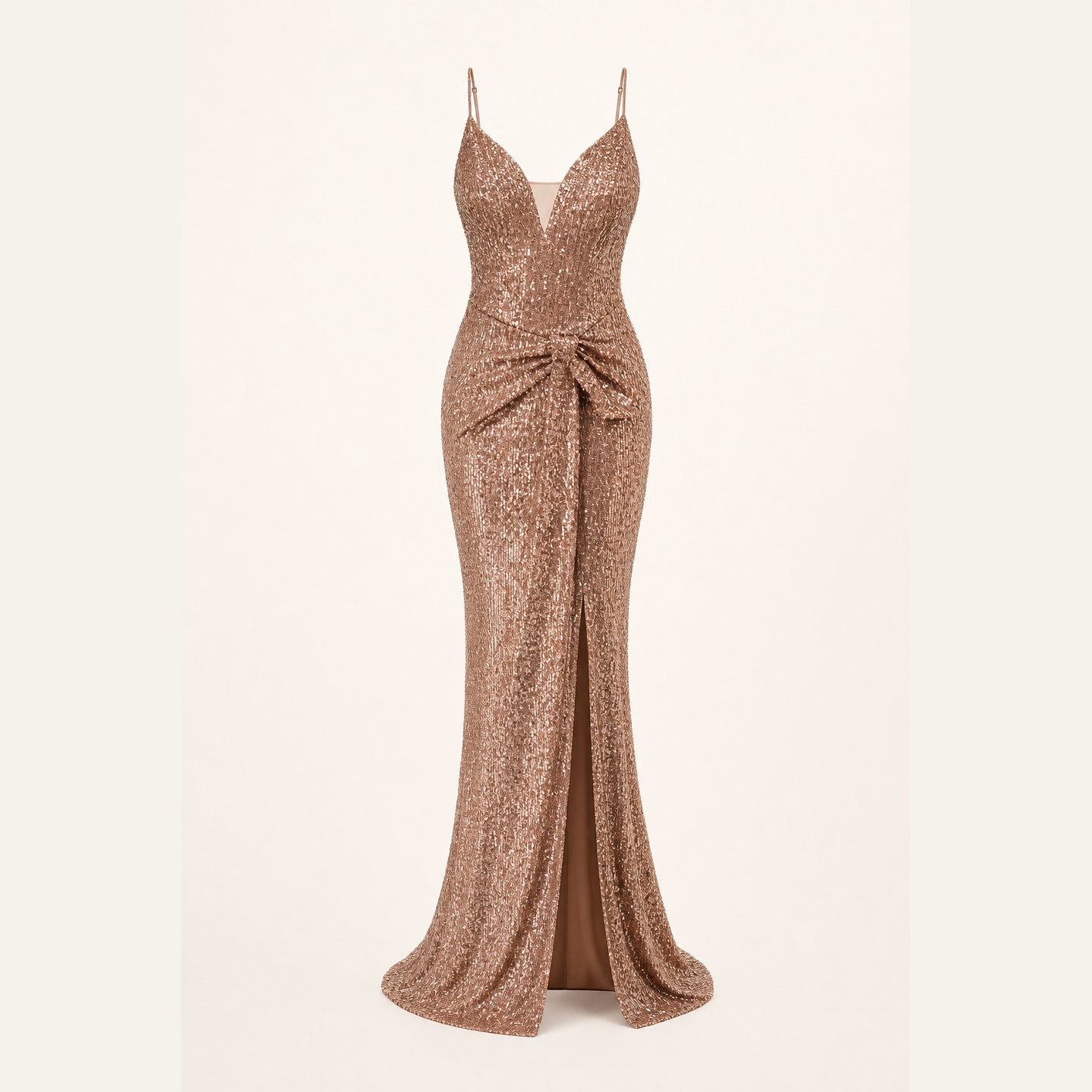 Rose gold sequin slip gown flat lay by Lord & Taylor Heritage