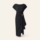 Black Lord & Taylor Heritage midi dress flat lay showing full silhouette