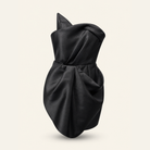 Black satin strapless mini dress by Lord & Taylor Heritage, flat product shot