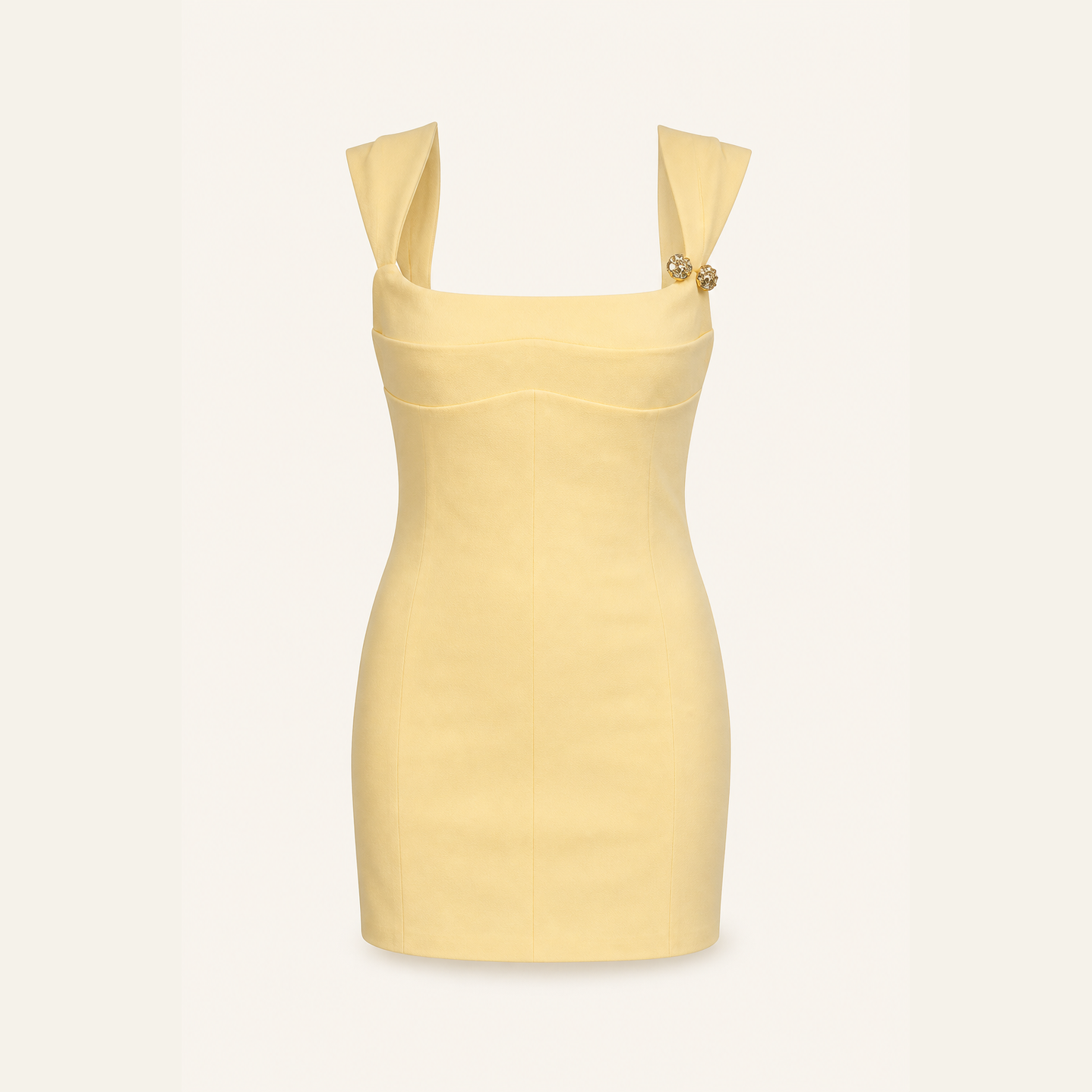 58416 wrong back  Lord & Taylor Heritage Mini Dress, Pastel Yellow — product shot