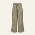 Olive striped wide-leg trousers by Lord & Taylor Heritage, flat product shot