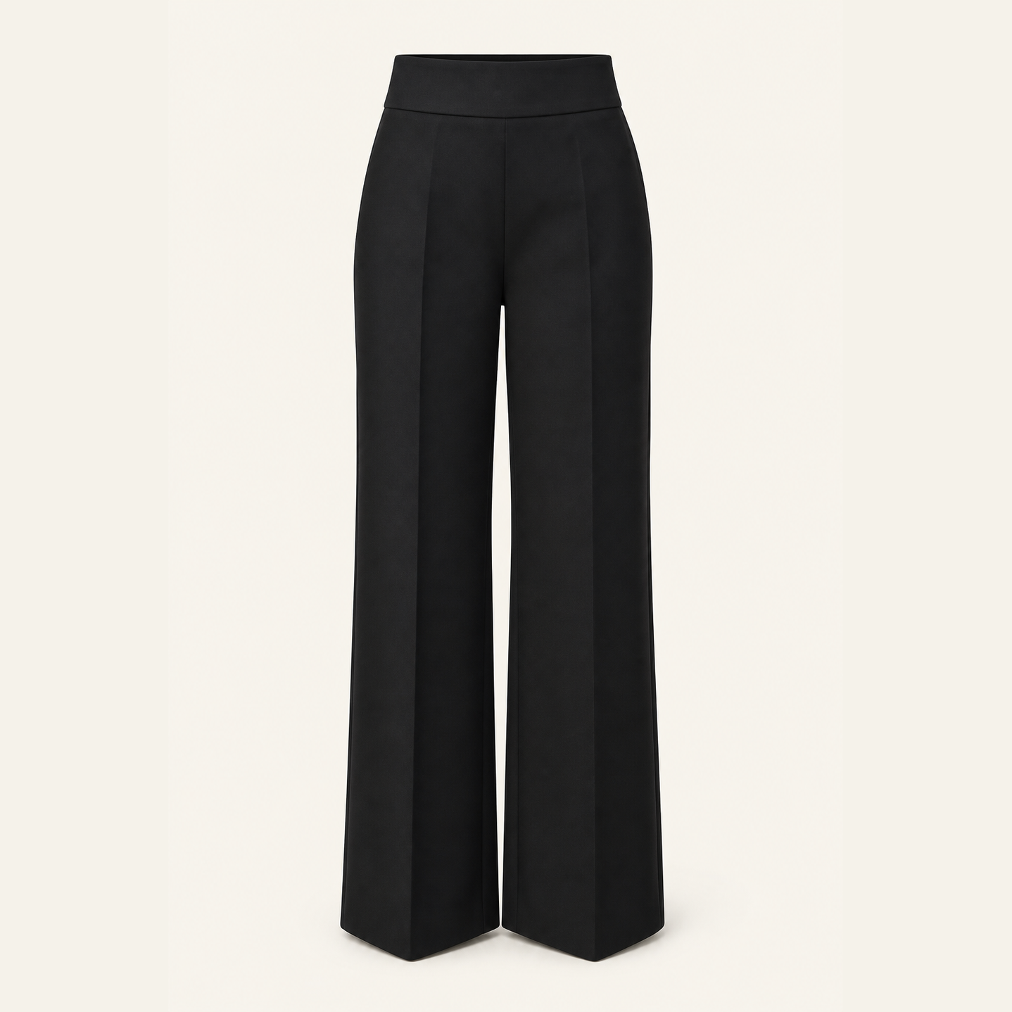 Black wide-leg trousers with floor-skimming hem, flat product shot by Lord & Taylor Heritage