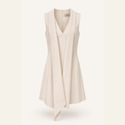 Beige mini dress with asymmetric hem flat product shot by Lord & Taylor Heritage