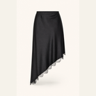 Lord & Taylor Heritage Midi Skirt, Black Satin with Lace — product shot