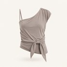 Mink brown satin button-front top flat lay detail by Lord & Taylor Heritage