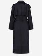 Dark grey acetate coat with buttoned cuffs detail by The Frankie Shop
