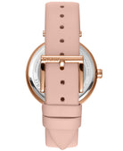 LOGO Essential Logo Silver White Dial Pink Leather Strap Women's Watch DKNY