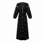 Black embroidered silk maxi dress by Isabel Marant, flat lay view