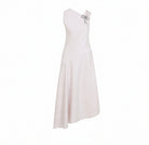 Pink asymmetric midi dress with one-shoulder neckline by Jil Sander, flat lay view
