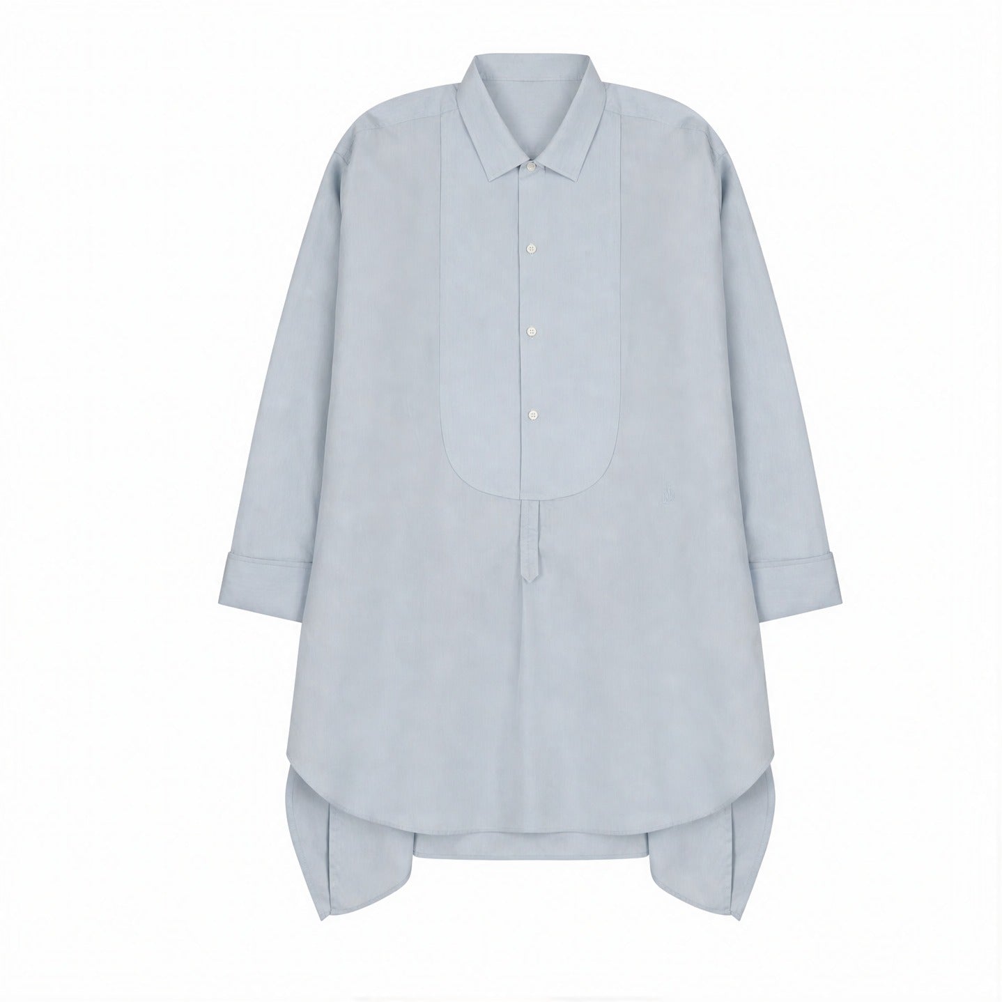 Baby blue JW Anderson mini shirt dress, flat lay view