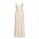 Off-white Antonelli midi dress with spaghetti straps, front flat lay