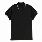 Black cotton polo mini dress by T by Alexander Wang, flat lay view