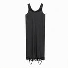 Grey MM6 Maison Margiela midi slip dress with lace trim, front flat lay