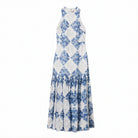 White floral maxi dress with halter neckline by Twin-Set, front flat lay