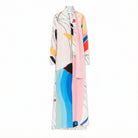 Multicolor printed silk maxi dress by F.R.S FOR RESTLESS SLEEPERS, flat lay view