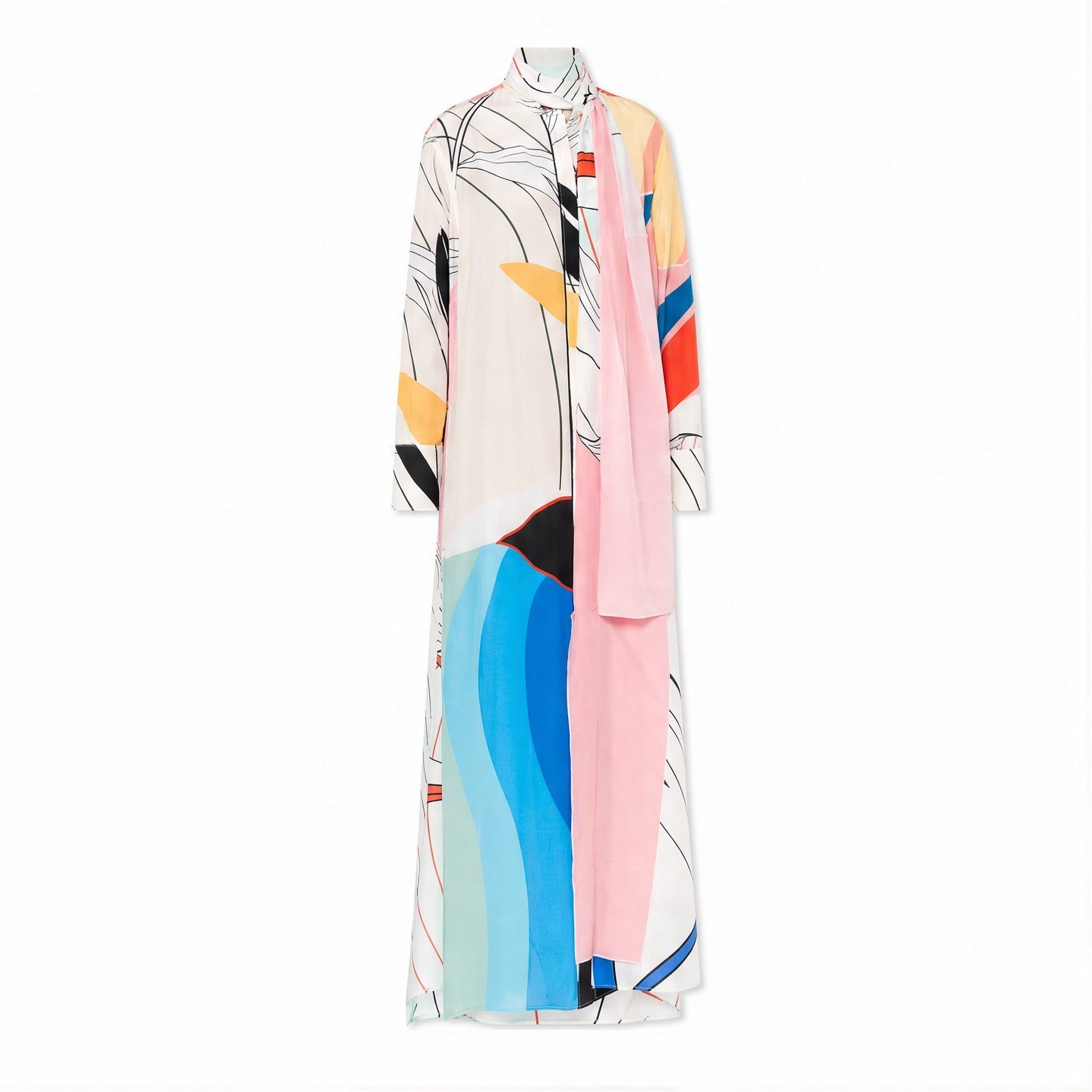 Multicolor printed silk maxi dress by F.R.S FOR RESTLESS SLEEPERS, flat lay view