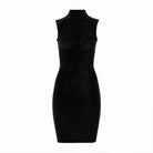 Black GCDS sleeveless mini dress with turtleneck, flat lay view
