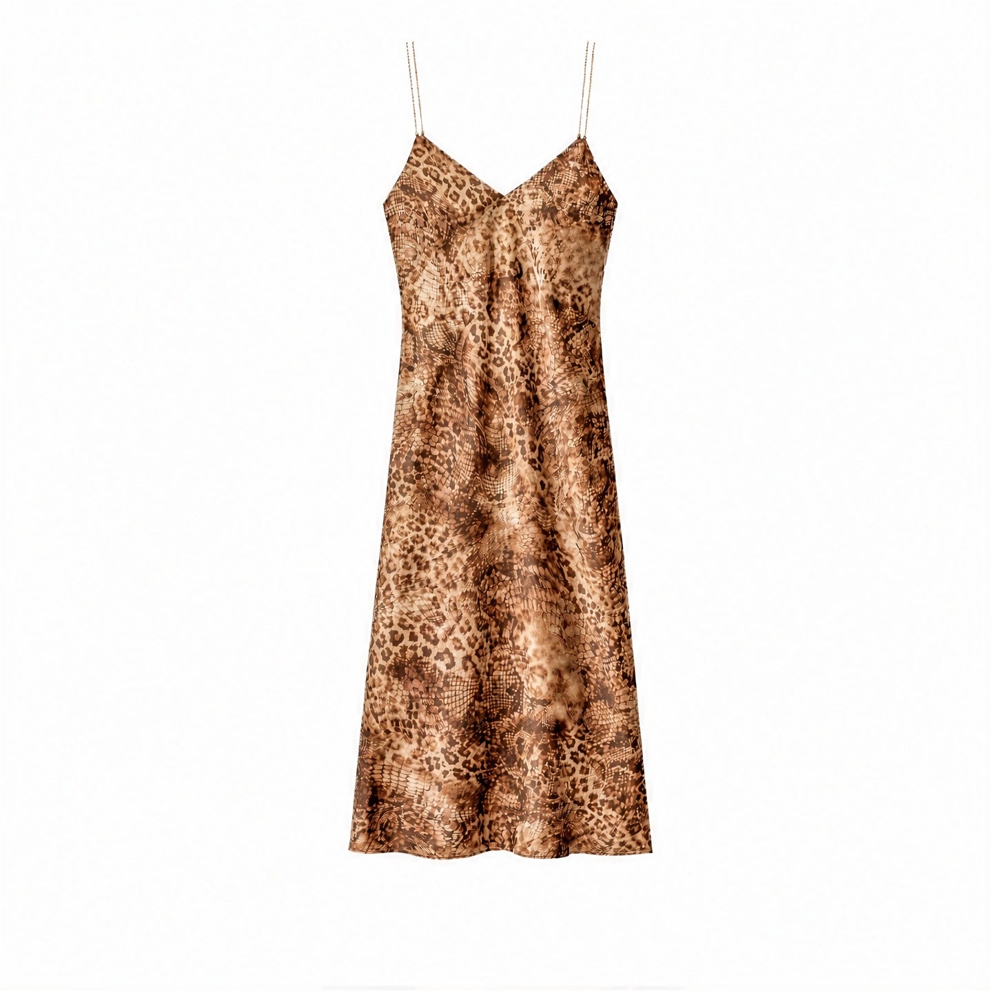 Green animal print slip dress by BA&SH, flat lay view