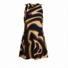 Black Emilio Pucci mini dress with geometric wave pattern, flat lay view