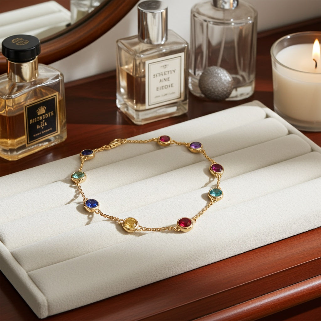 Multi-Gem By The Yard Bracelet in 14k Yellow Gold Jewelry Lord & Taylor