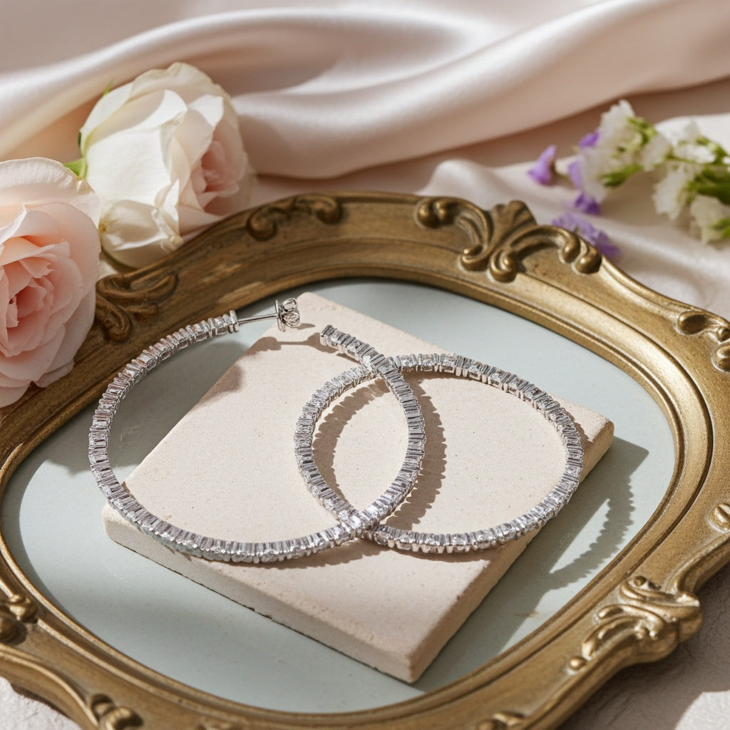 2 3/4ct TW Lab-Grown Diamond Inside Out Hoop Earrings in 14k White Gold Jewelry Lord & Taylor