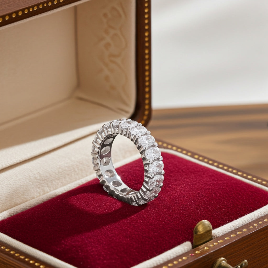 4 1/5ct DEW Moissanite Oval Eternity Ring in Sterling Silver Jewelry Lord & Taylor