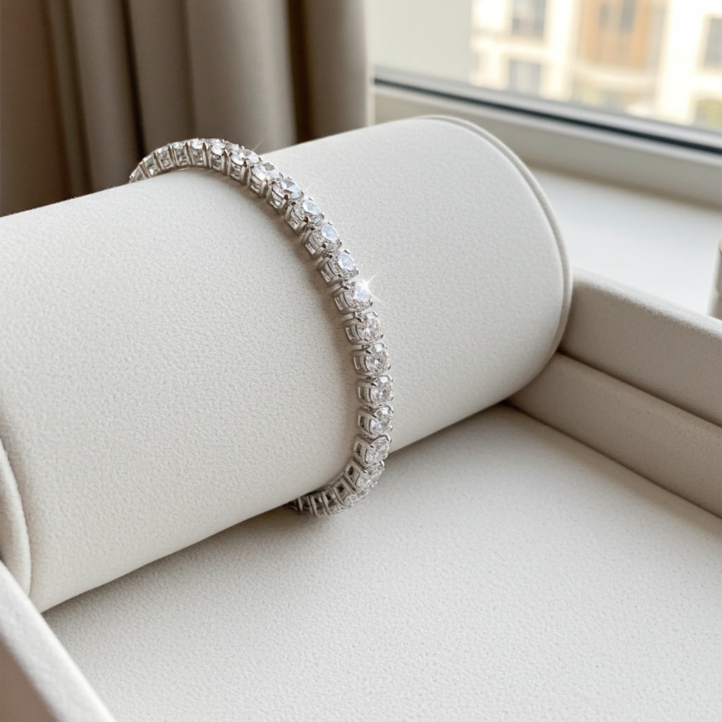 6 1/8ct TGW Lab-Created White Sapphire Tennis Bracelet in Sterling Silver Jewelry Lord & Taylor