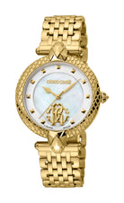 Women's Roberto Cavalli by Franck Muller Gold Quartz White MOP Watch Roberto Cavalli by Franck Muller