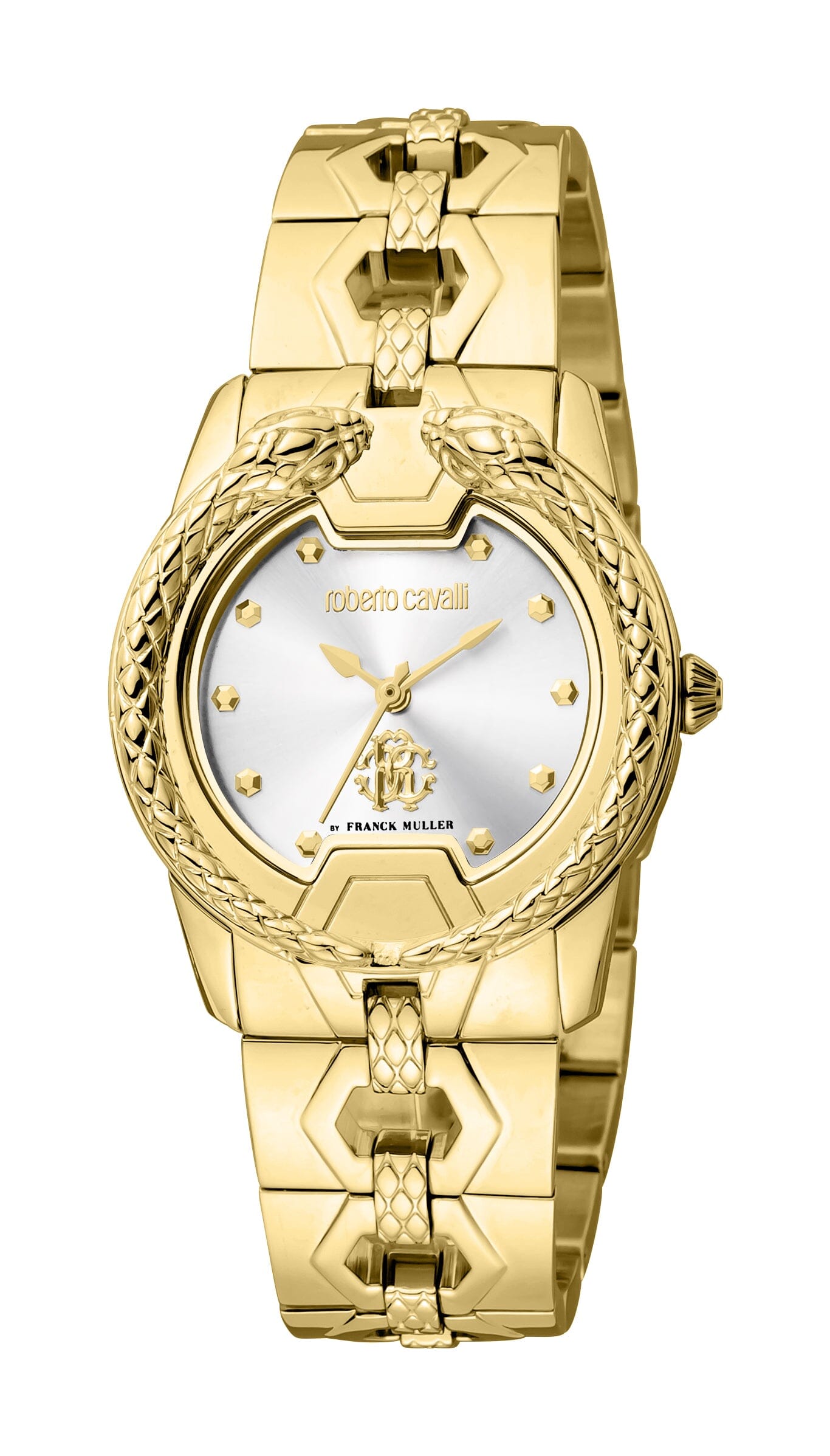 Women's Roberto Cavalli by Franck Muller Stainless Steel Silver Dial Gold Quartz Watch Roberto Cavalli by Franck Muller