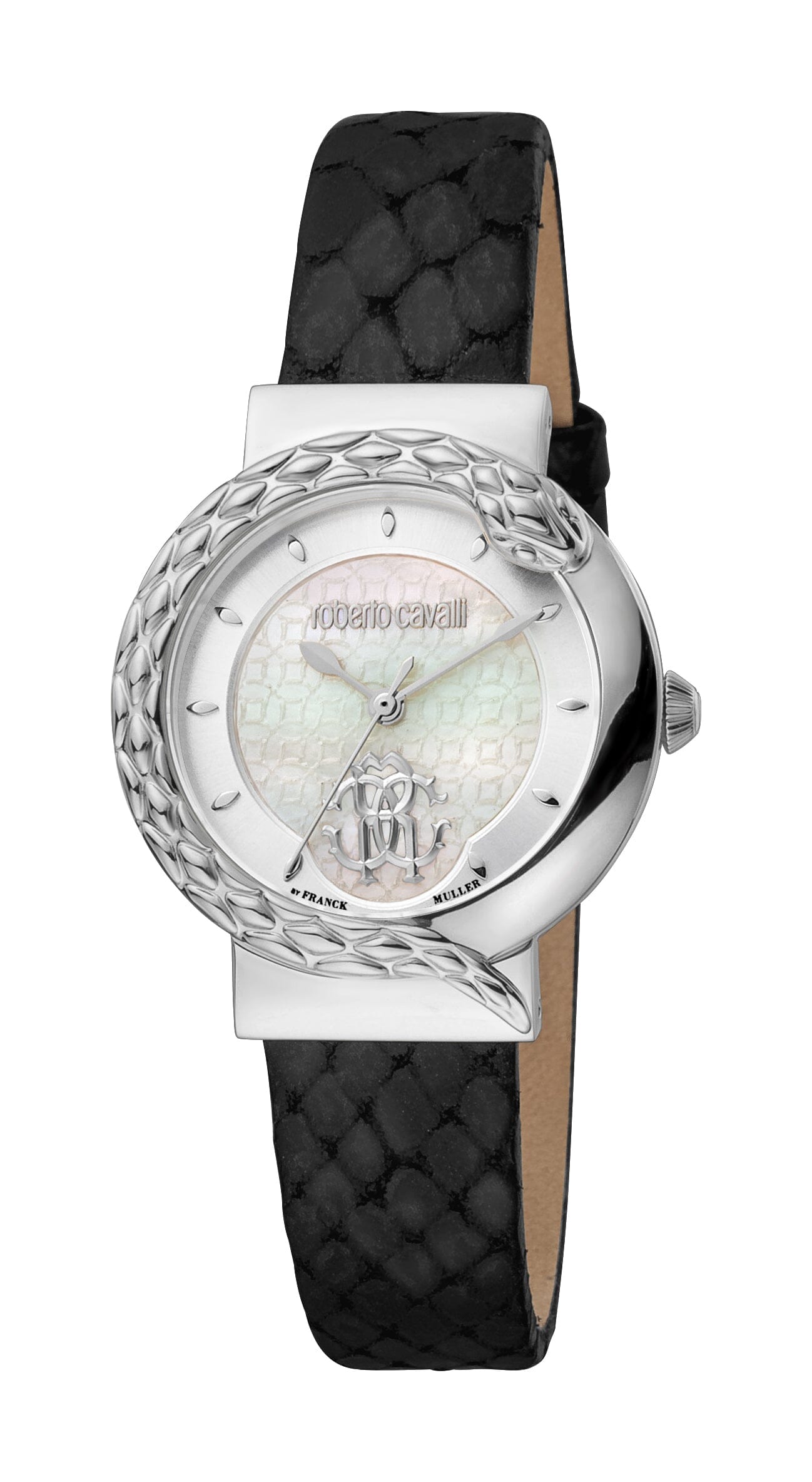 Women's Roberto Cavalli by Franck Muller Stainless Steel Silver Quartz Black Watch Roberto Cavalli by Franck Muller