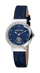 Women's Roberto Cavalli by Franck Muller Stainless Steel Silver Quartz Blue Watch Roberto Cavalli by Franck Muller