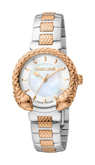 Women's Roberto Cavalli by Franck Muller Two Tone Silver & Rose Gold Quartz White MOP Watch Roberto Cavalli by Franck Muller