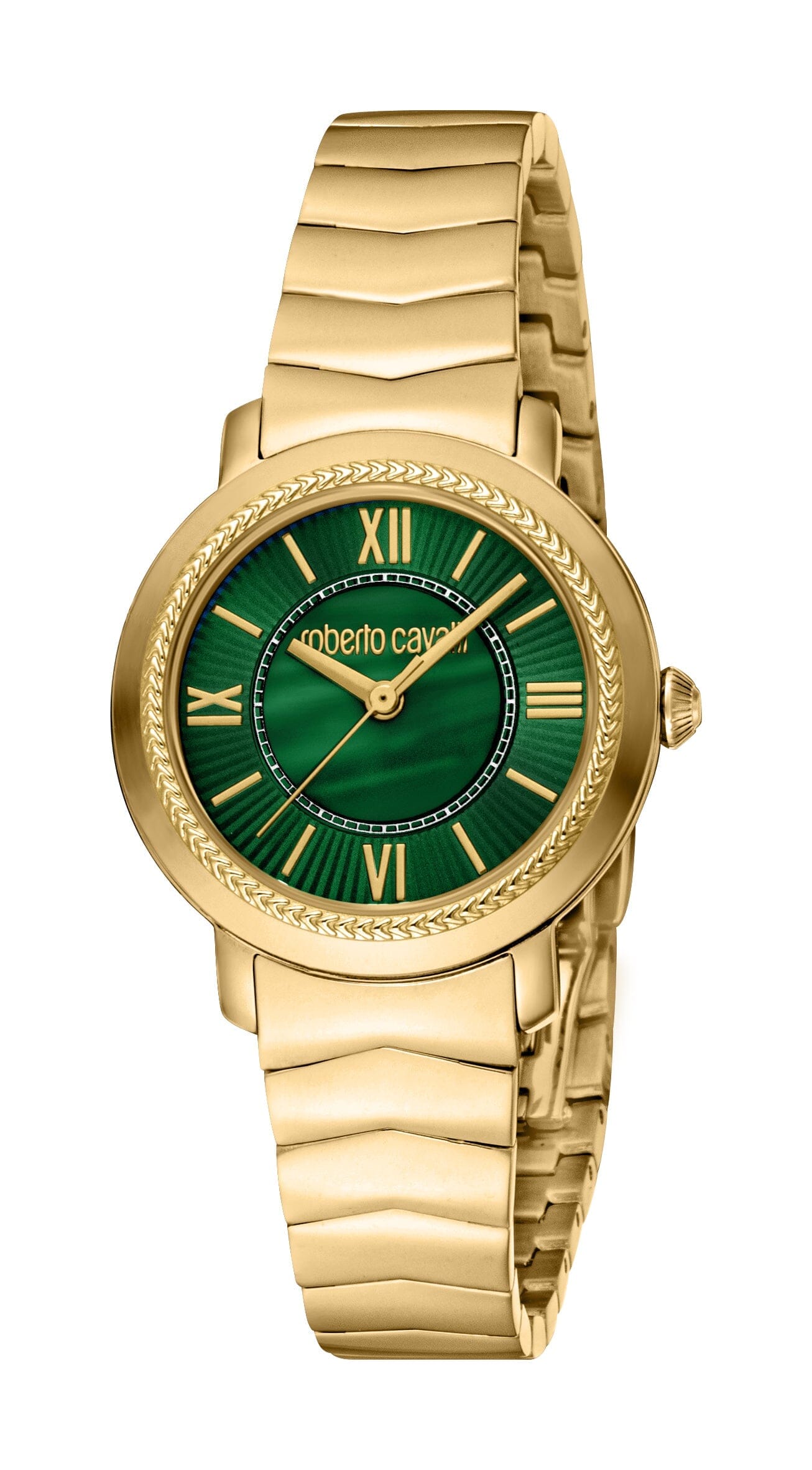 Women's Roberto Cavalli Dark Green MOP Gold Quartz Watch Roberto Cavalli
