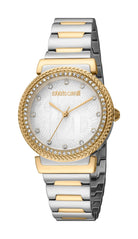 Women's Roberto Cavalli Two Tone Silver & Gold with Stones Quartz Watch Roberto Cavalli