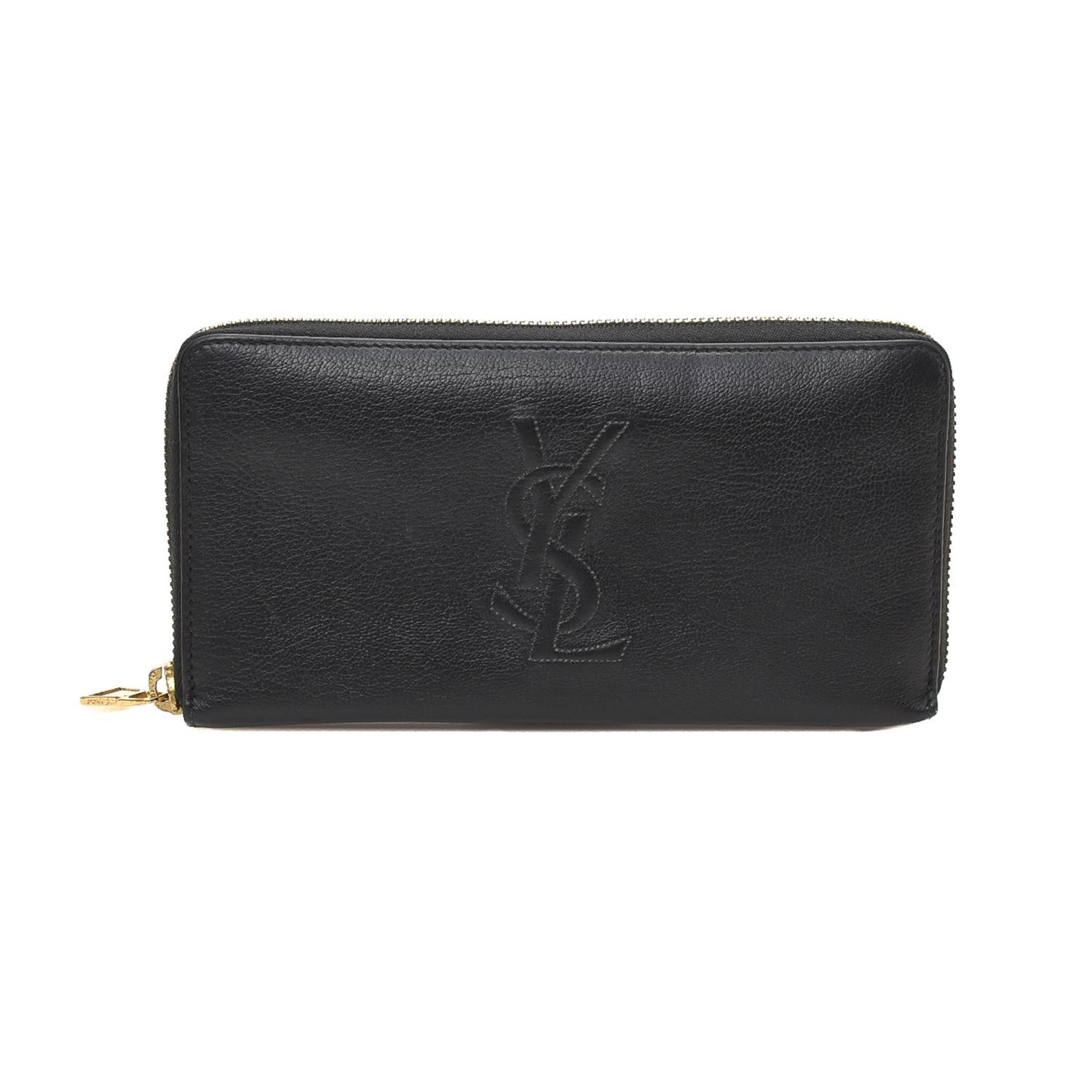 Saint Laurent Black Leather Belle De Jour Zip Around Wallet For