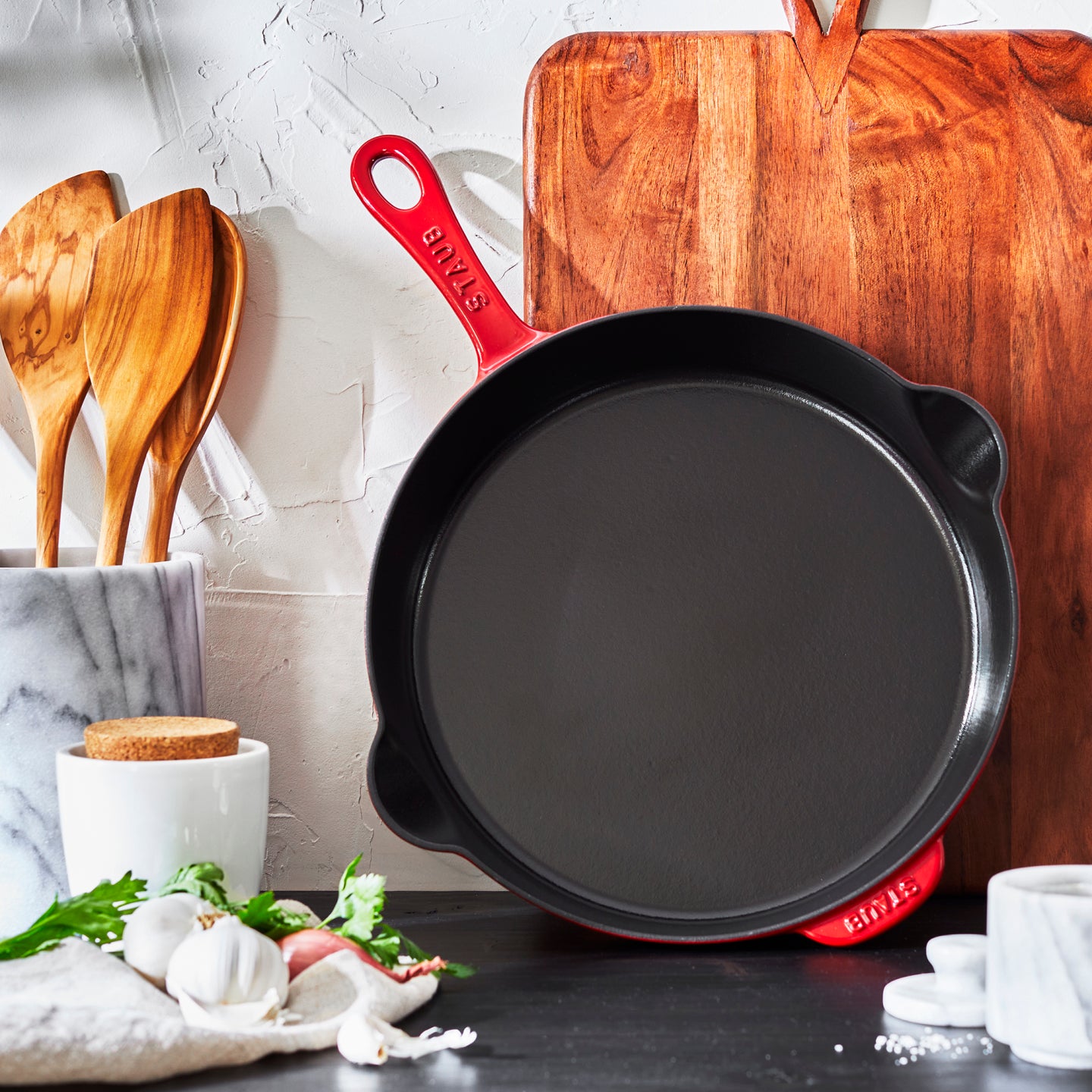 Staub Cast Iron Crepe Pan w/ Spreader and Spatula, 11 - Black Matte