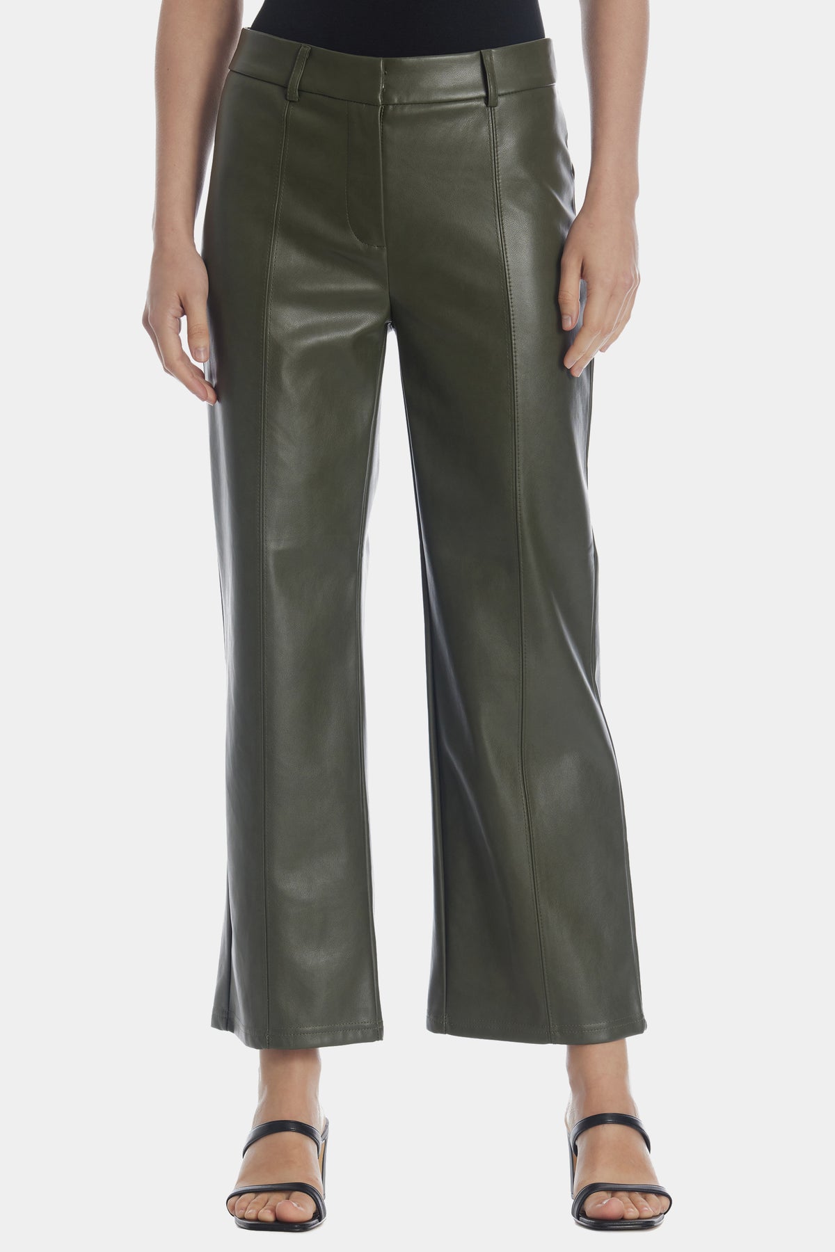 Heidi Paperbag Waist Faux Leather Trousers In Oxblood - Blush Boutique