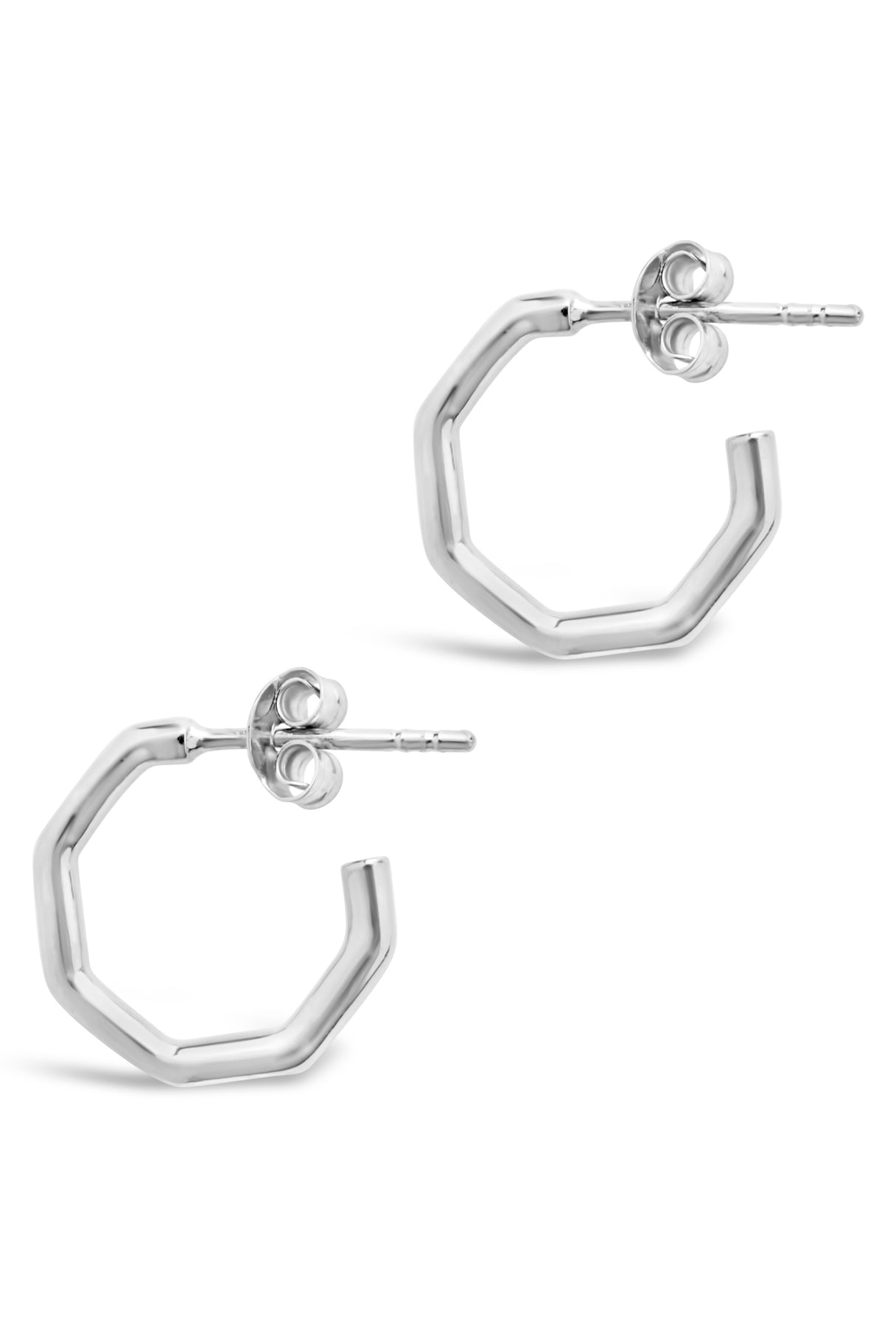 Octagon Hoop Earrings Sterling Silver