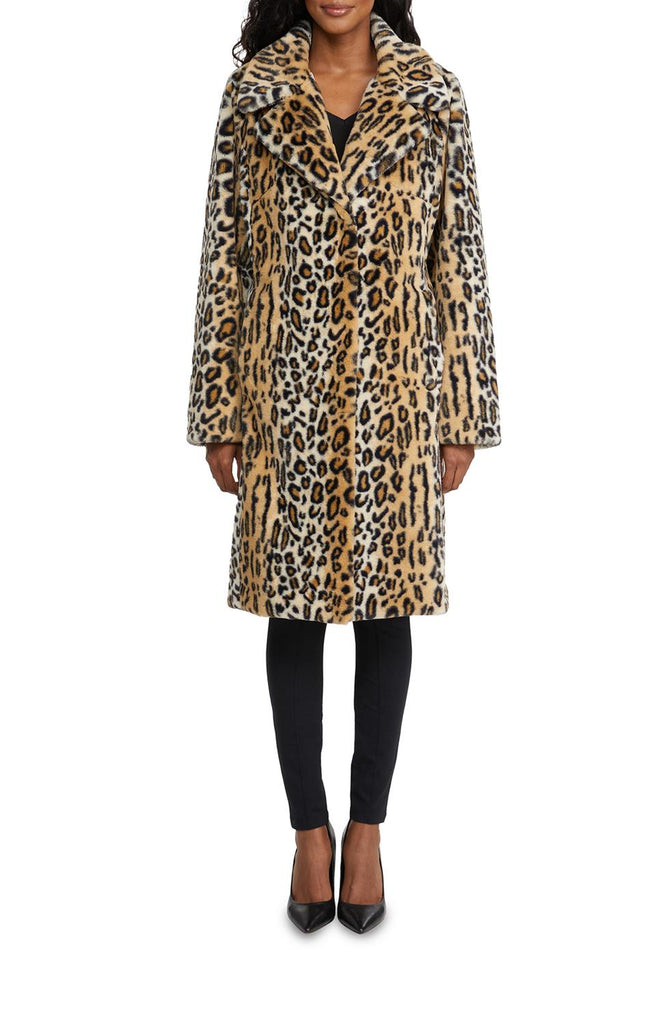 Kendall + Kylie Women's Leopard-Print Faux-Fur Coat