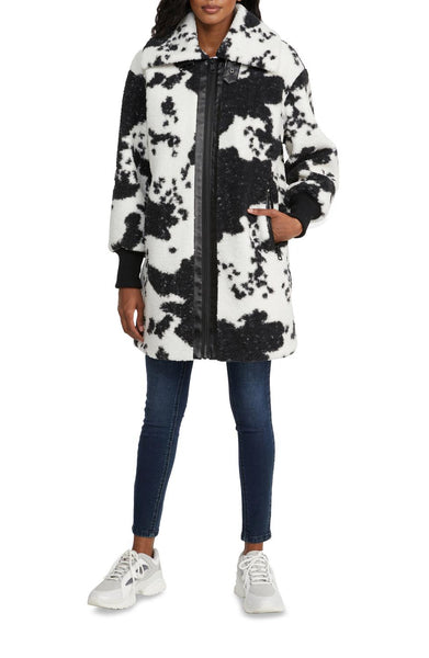 Nvlt Cow Print Berber Jacket Women's Clothing Brown : MD
