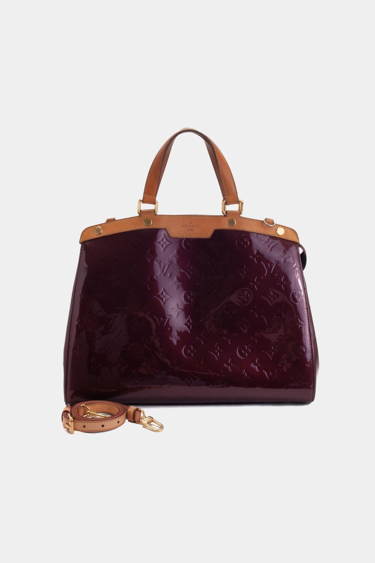 Pre-owned Louis Vuitton Amarante Monogram Vernis Brea Mm Bag In Burgundy